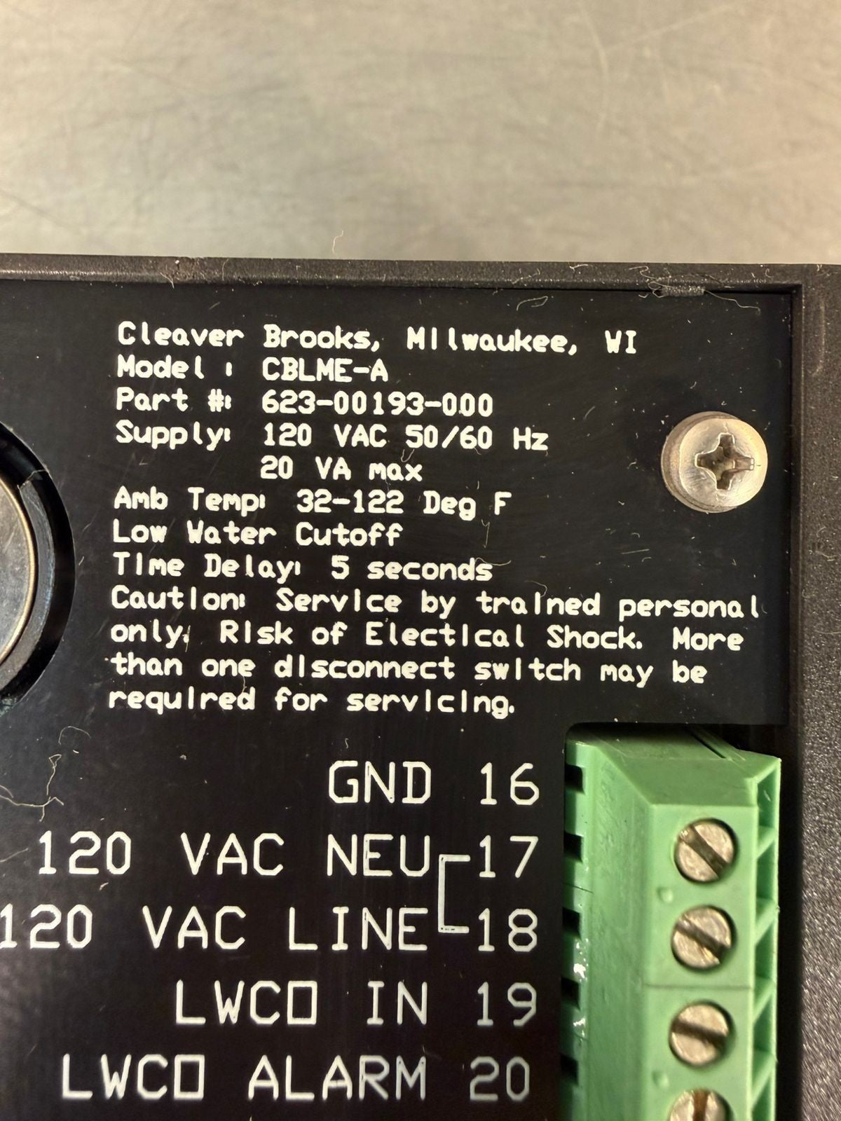 Cleaver Brooks 623-00193-000 CBLME-A / Water Level Master Contr.   (7.4.2)