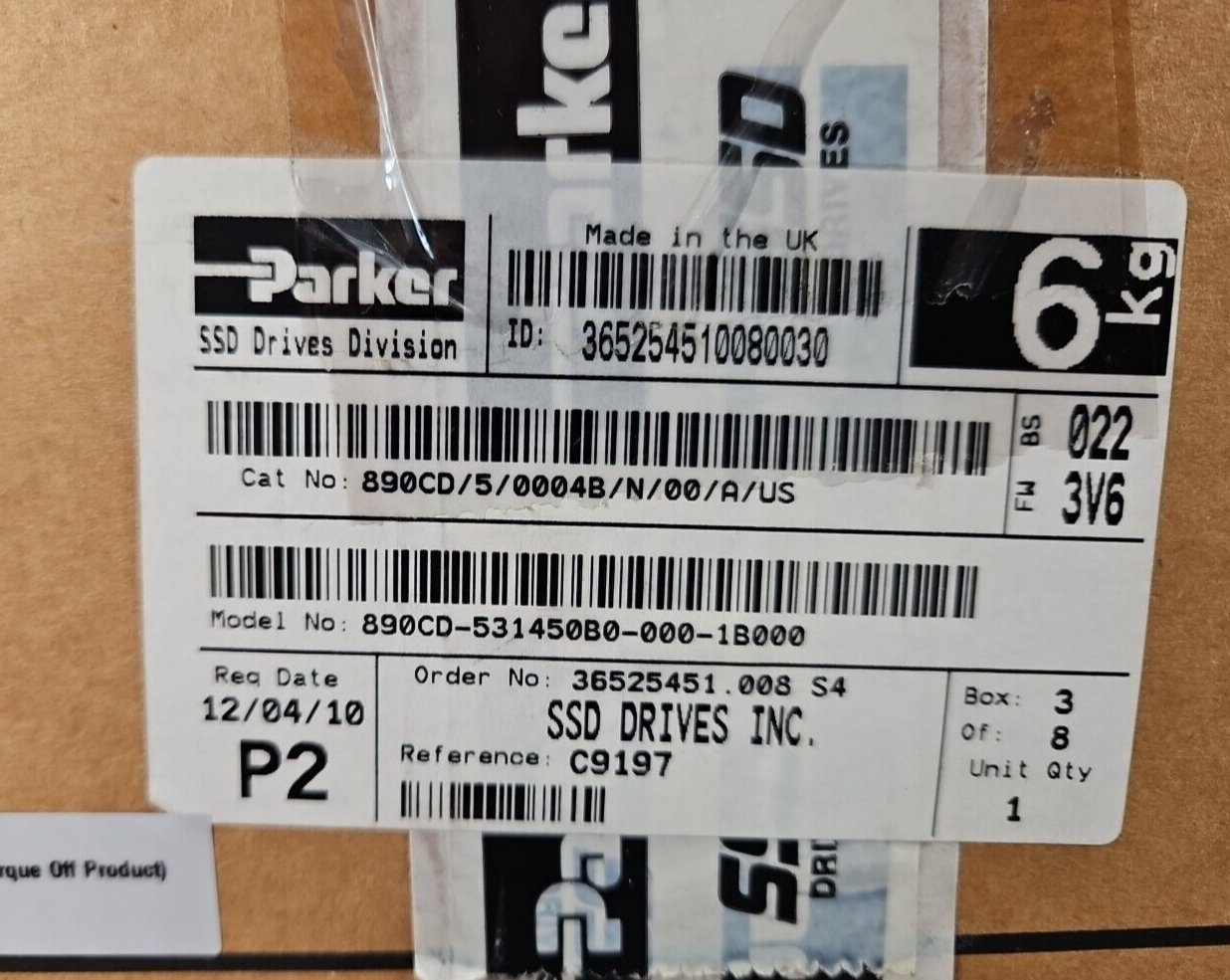 Parker Common 890CD/5/0004B/N/00/A/US DC Bus Drive                      (BIN564)