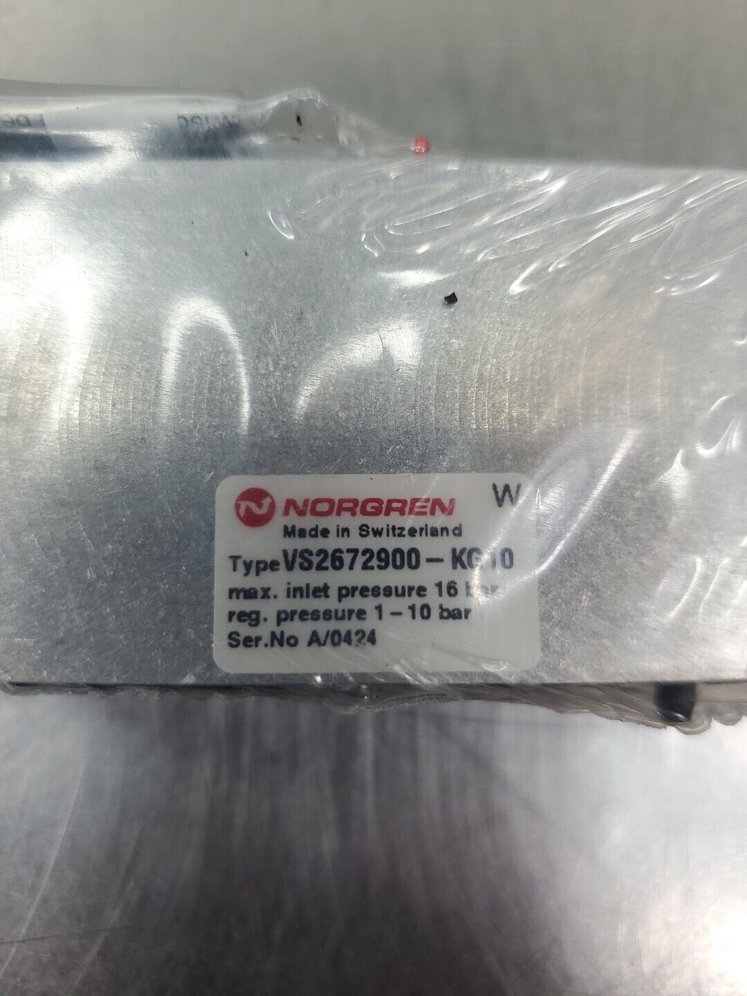 Norgren VS2672900-KG10 Pressure Regulator Plate, 16bar max, 1-10bar.       6D-21