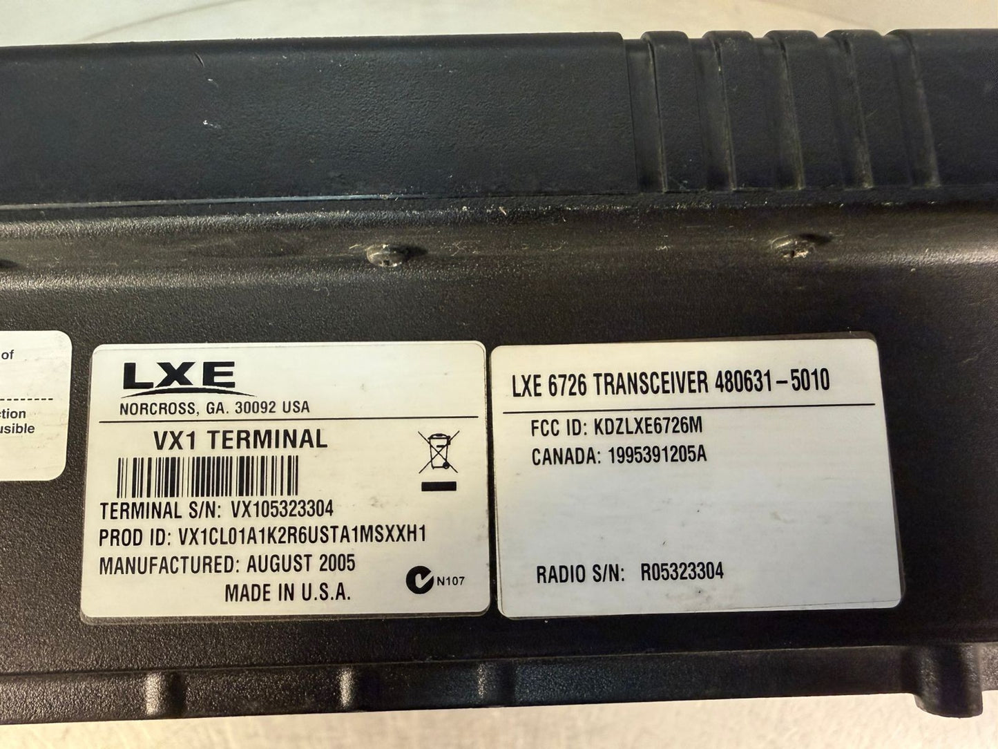 Lxe Lxtreme Vx1 Terminal / LXE 6726 Tranceiver 480631-5010        (10.4.3)