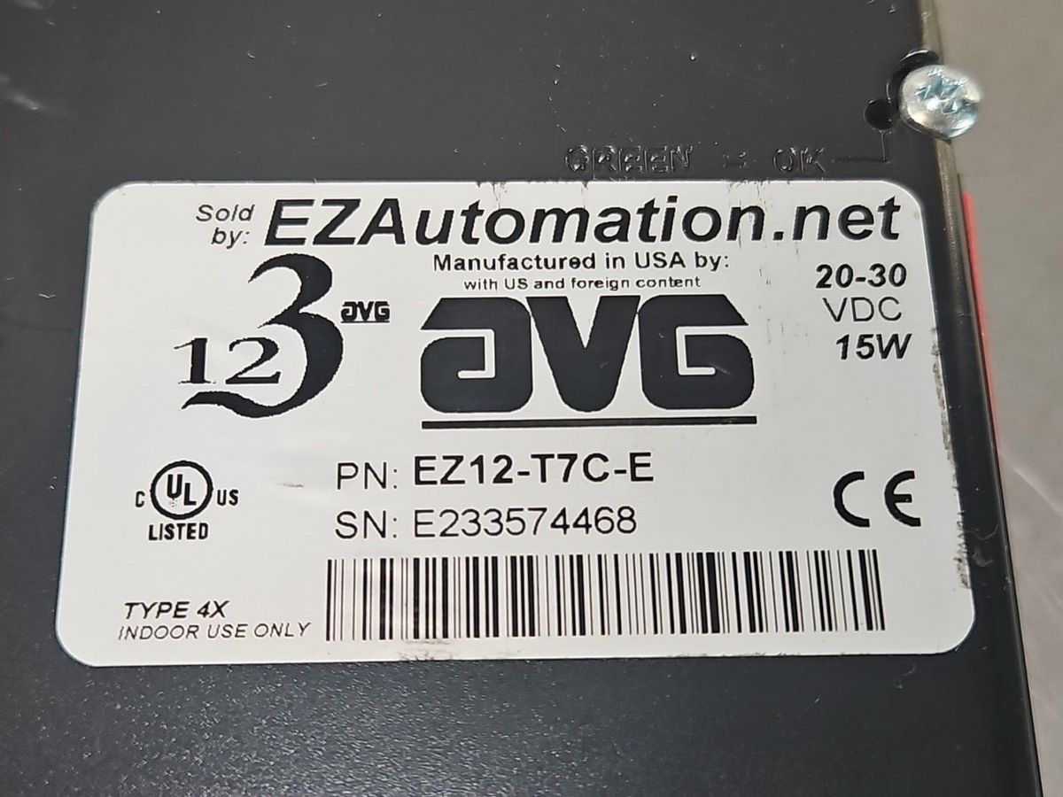 AVG EZAutomation  EZ12-T7C-E  Screen Interface Panel                    (BIN455)