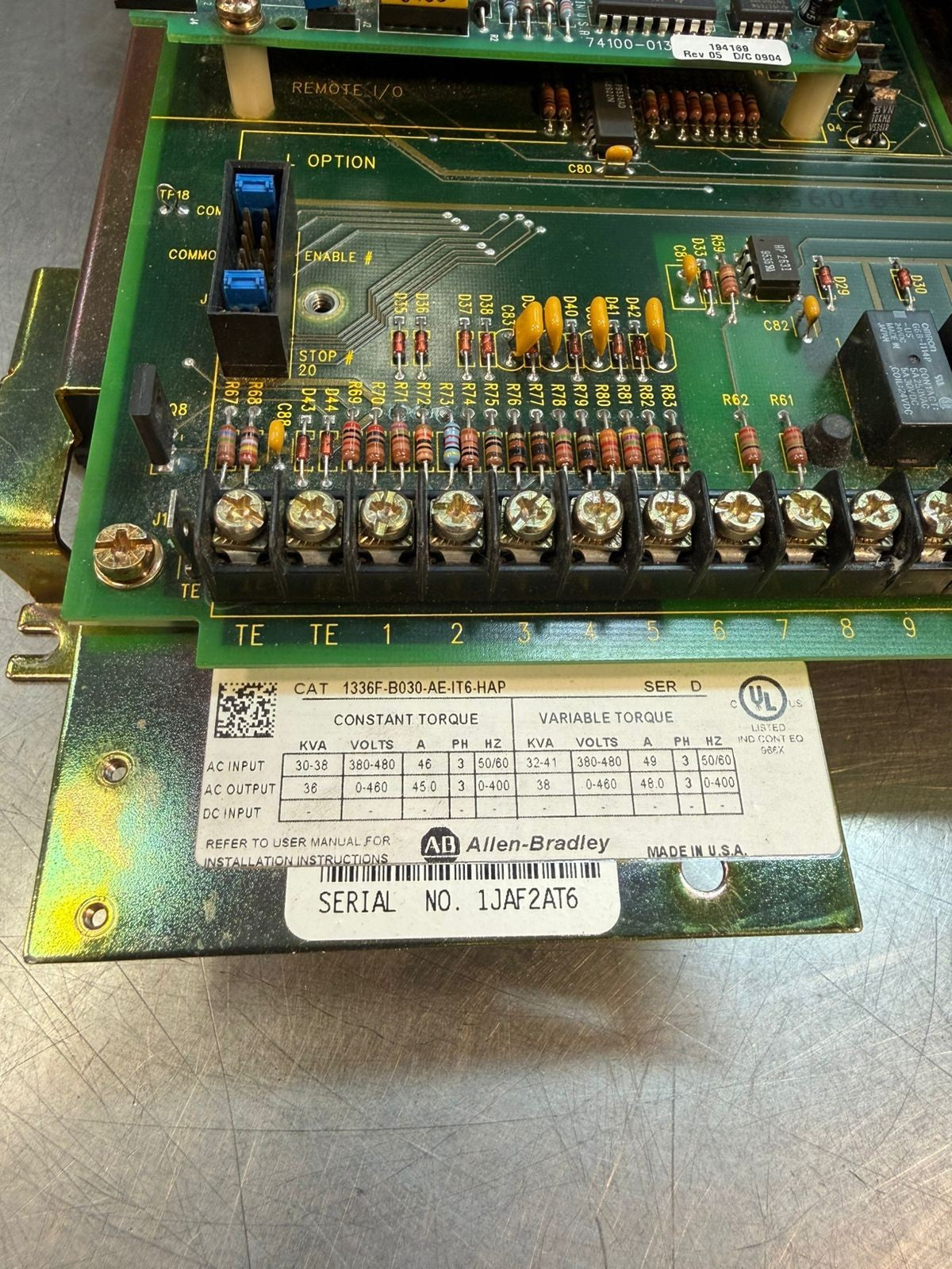Allen Bradley Board 1336S-MCB-SP1B 74100-013 194169 REV 05 (9.3.3)