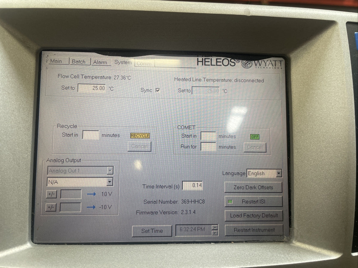 Wyatt Heleos II Dawn 8+ HPLC 8-angle Light Scattering MALS Detector WH-03 @1D