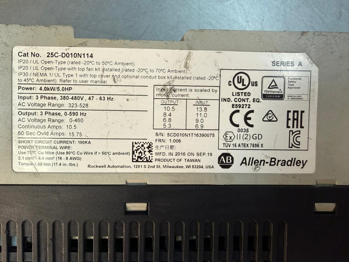 Allen Bradley 25C-D010N114 /A PowerFlex 525 AC 4kW 5HP            (8.5.8)