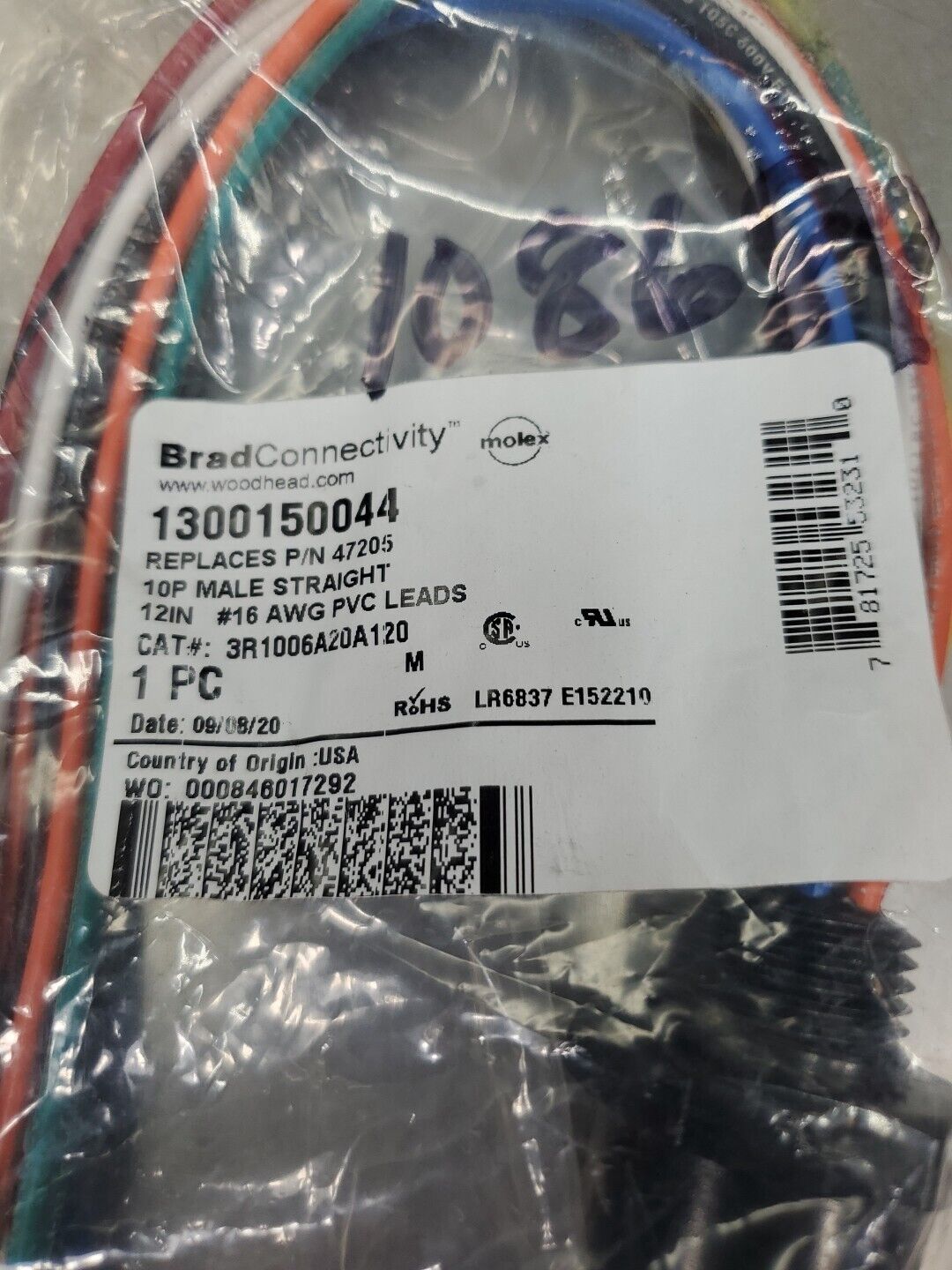 Brad Harrison 1300150044 10P Male Straight Plug.                           5E-17