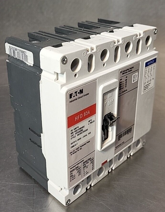 Eaton HFD4020L  20A Circuit Breaker HFD 65K 600V 4 Poles 4F   (BIN 4.5.4)