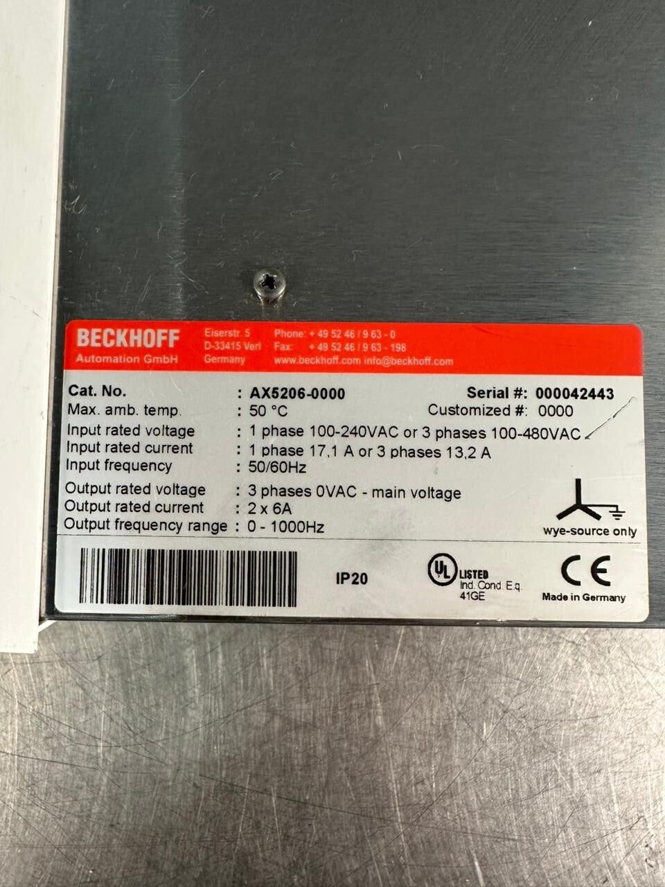 Beckhoff AX5206-0000 Servo Drive AX52060000 Servo Drive   (10.5.2)
