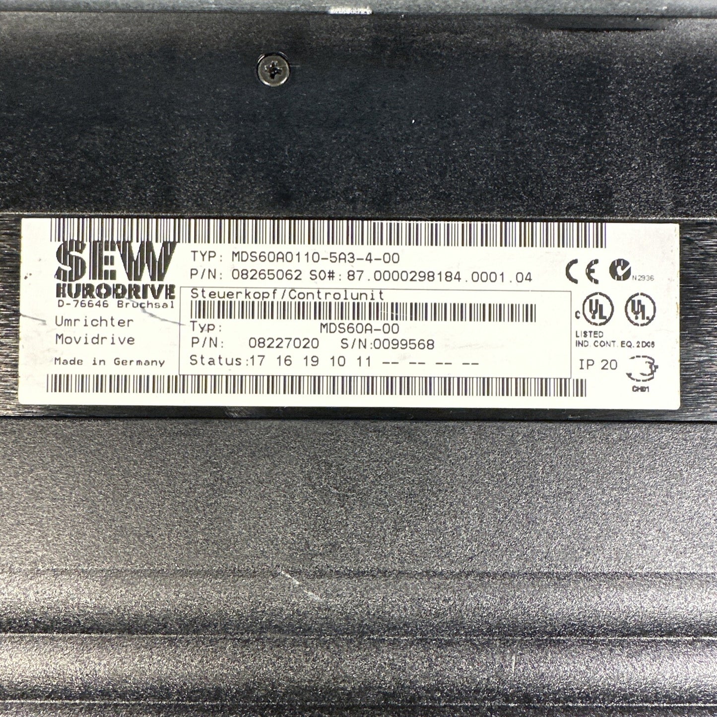 SEW EURODRIVE | MDS60A0110-5A3-4-00 | Movidrive Inverter Drive (BIN-1.6.5)