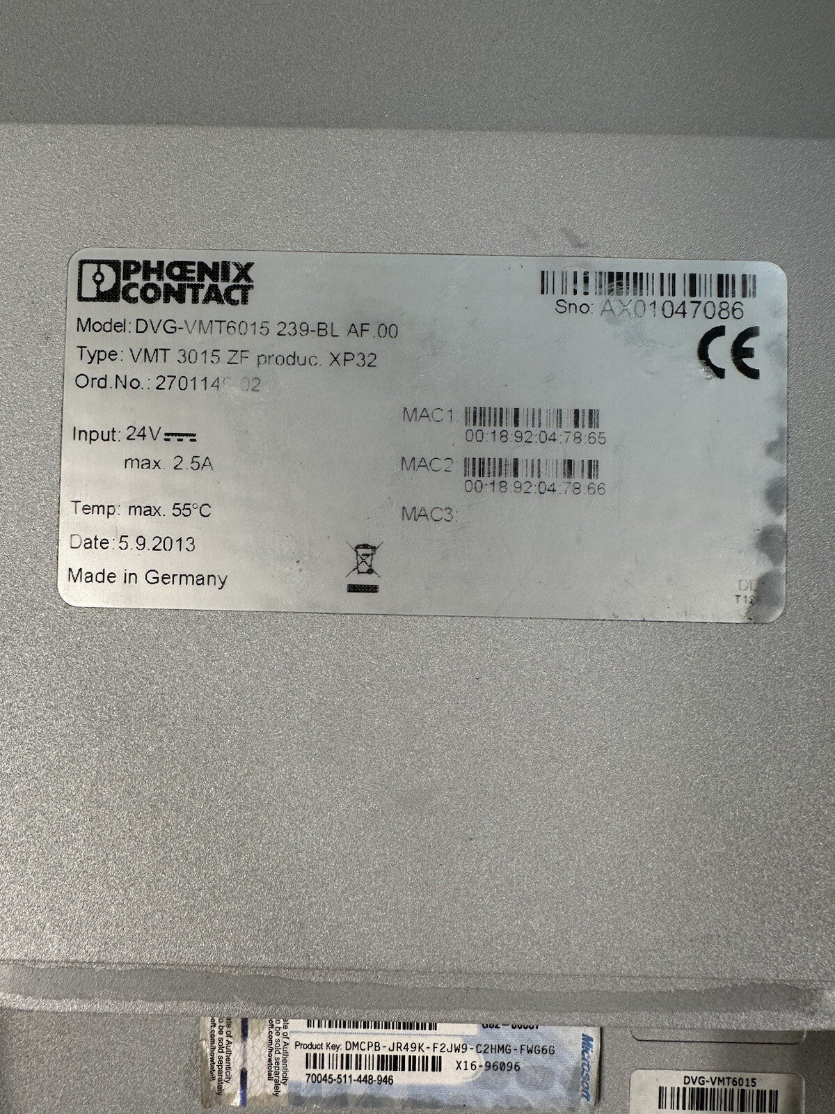 PHONIX CONTACT DVG-VMT6012 24VDC Digital Display Screen Industrial (BIN-1.2.5)