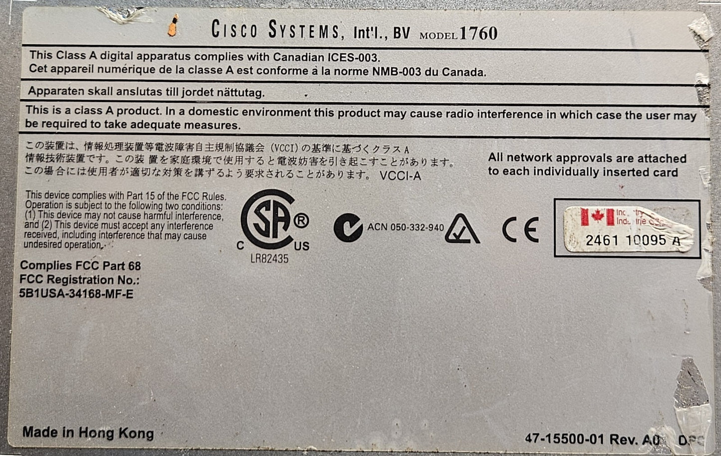Cisco Systems 1760 Modular Access Router                                (BIN561)