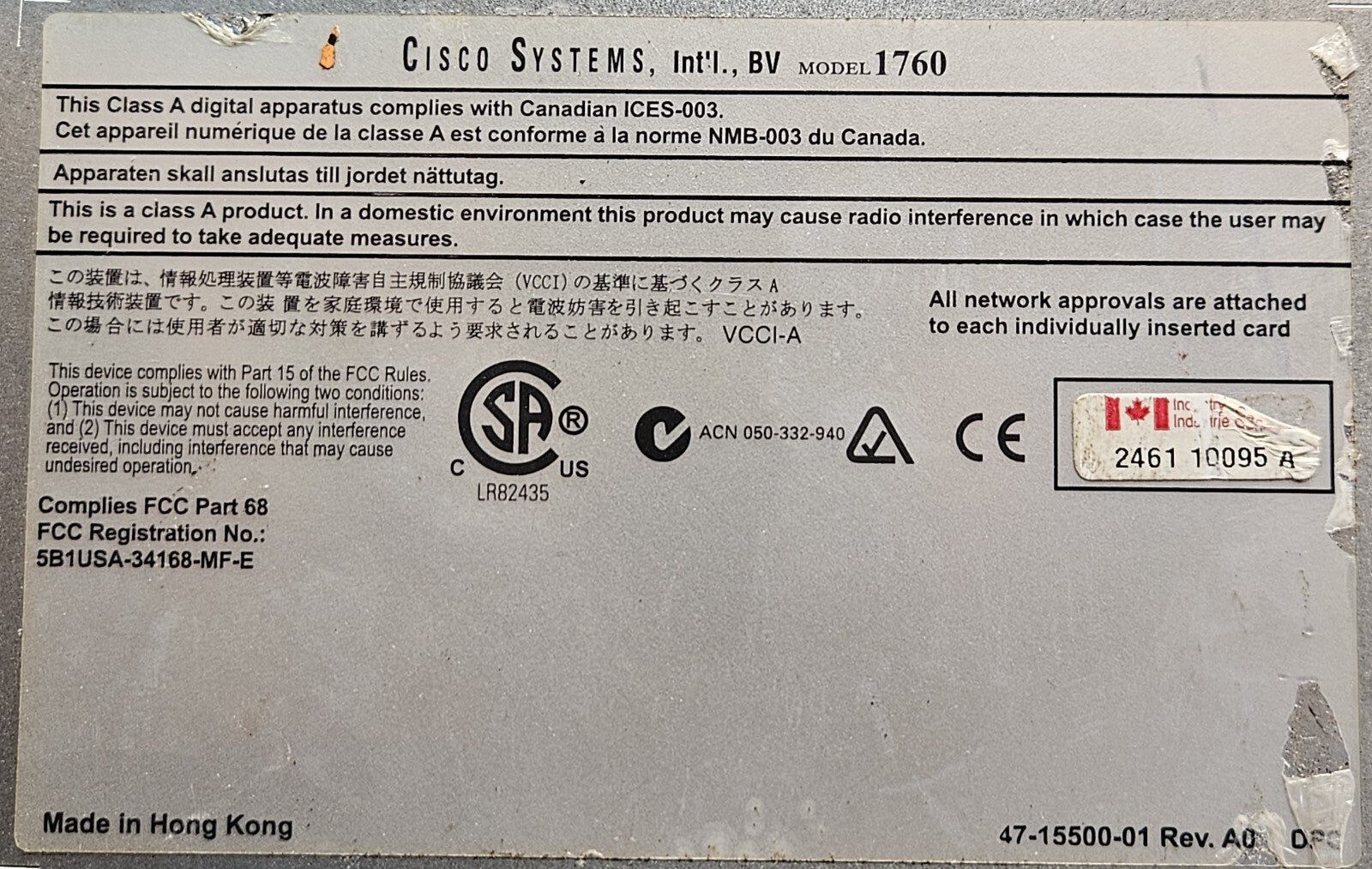 Cisco Systems 1760 Modular Access Router                                (BIN561)