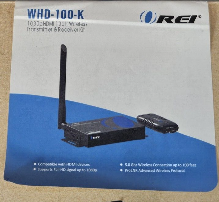 REI WHD-100-K receiver 1080p hdmi 50m wireless transmitter & receiver.  (BIN744)
