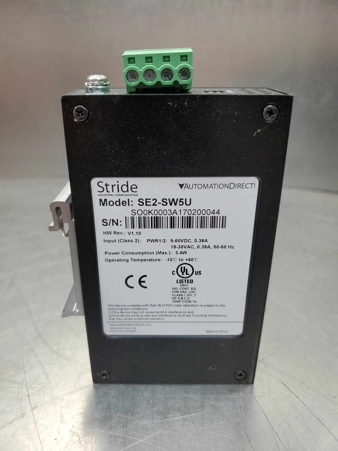 STRIDE SE2-SW5U HW Rev. V1.10 Ethernet Switch by Automation Direct.         3D-6