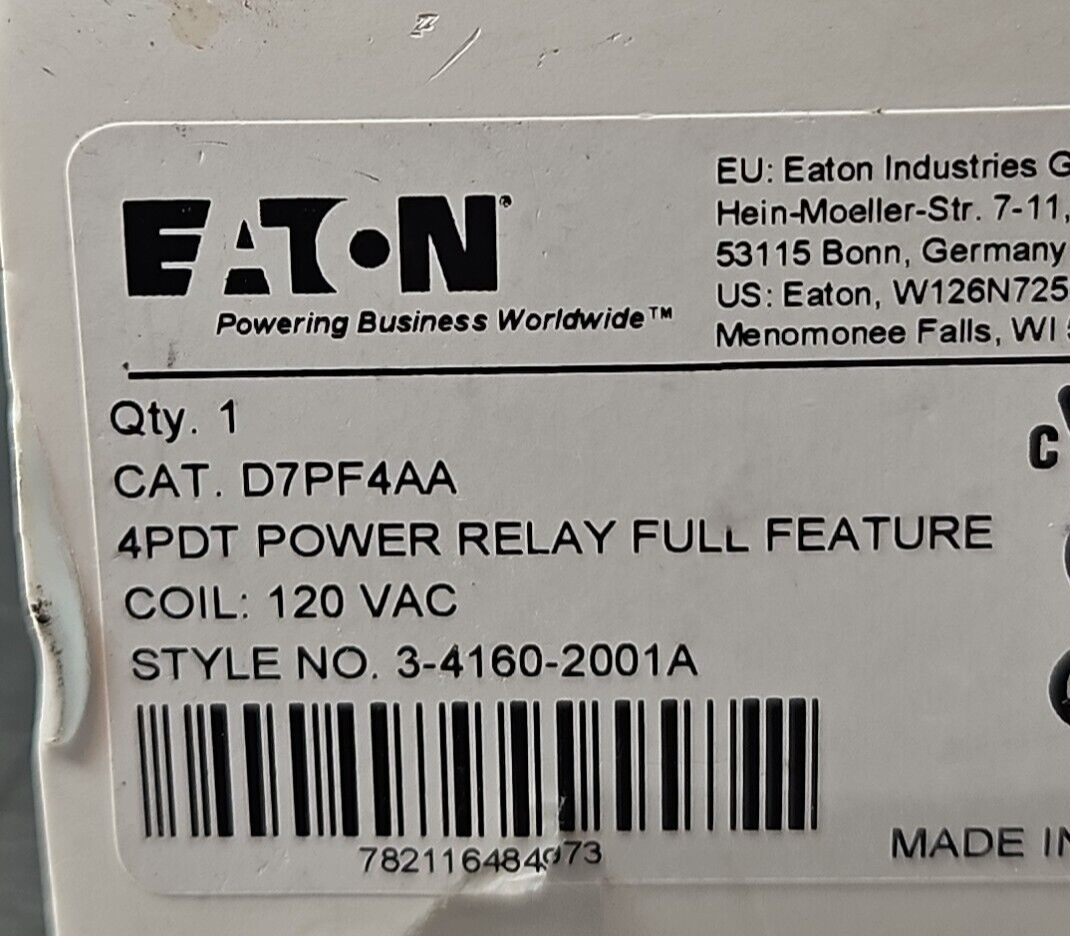 Eaton D7PF4AA Power Relay 120v-ac                                       (BIN413)
