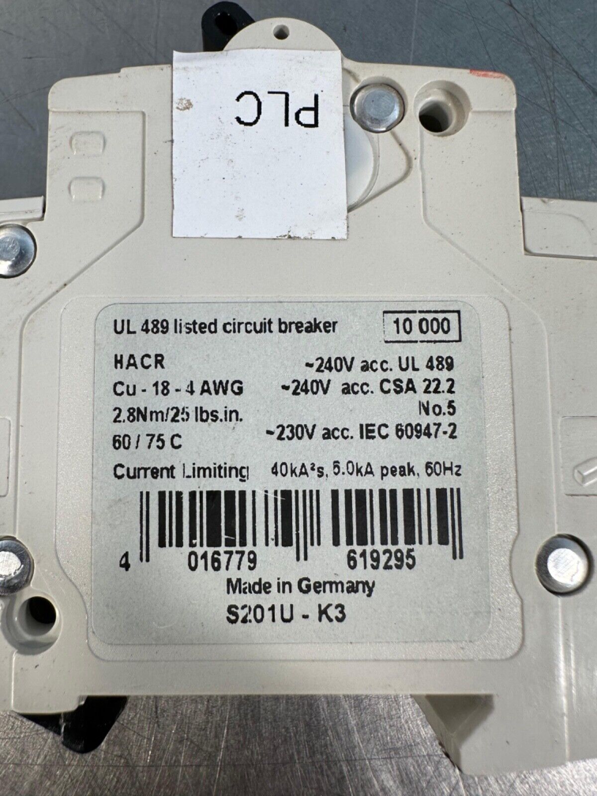 Abb S-201-u-K-3-A 230V 1 Pole Circuit Breaker S201 K3 S201K3 (4c-41)