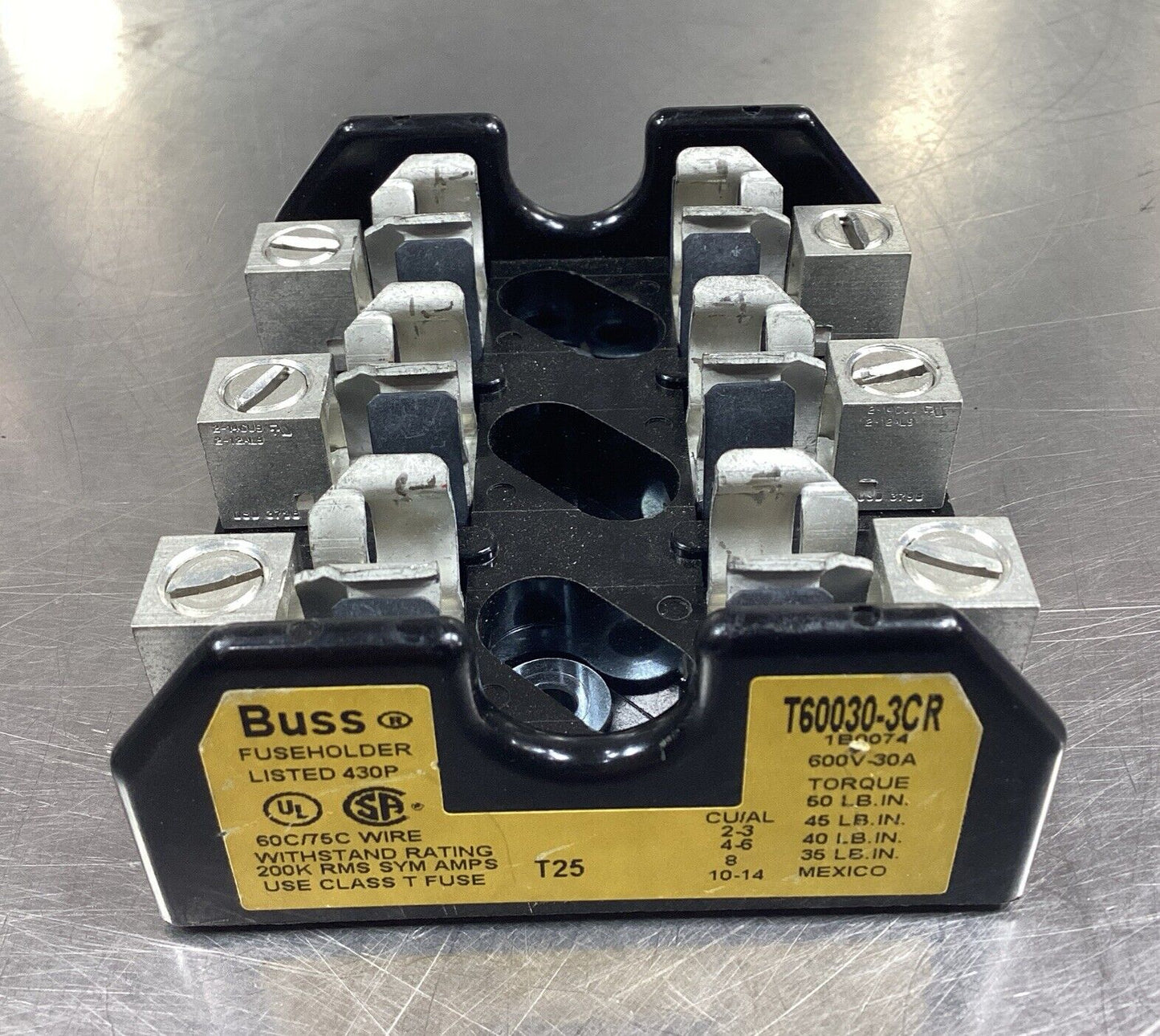 Bussmann  T60030-3CR  1B0074  Fuseblock 30A 3 Pole 600V      4E-24