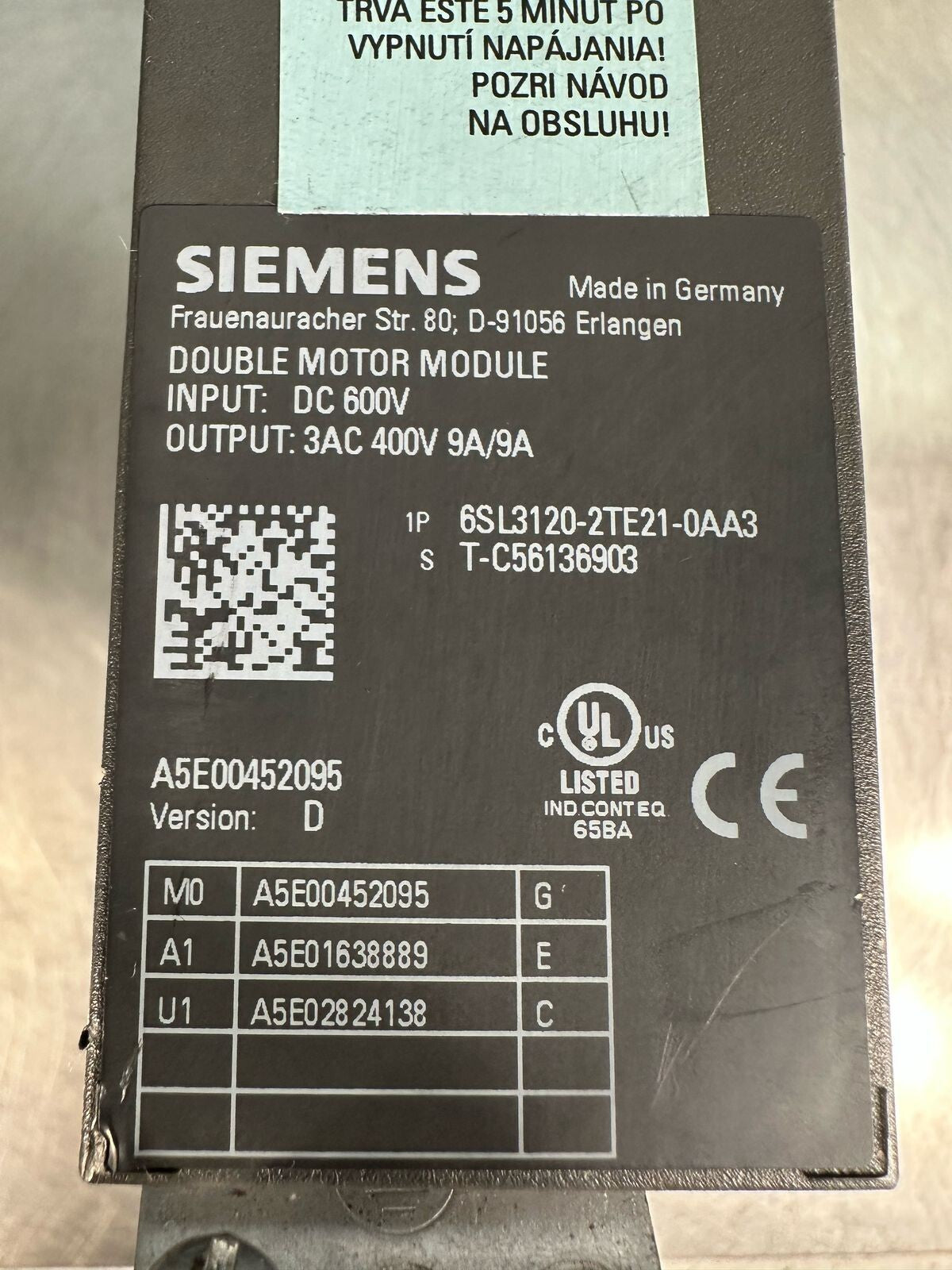 Siemens Double Motor Mod. 6SL3120-2TE21-0AA3       (8.4.6)