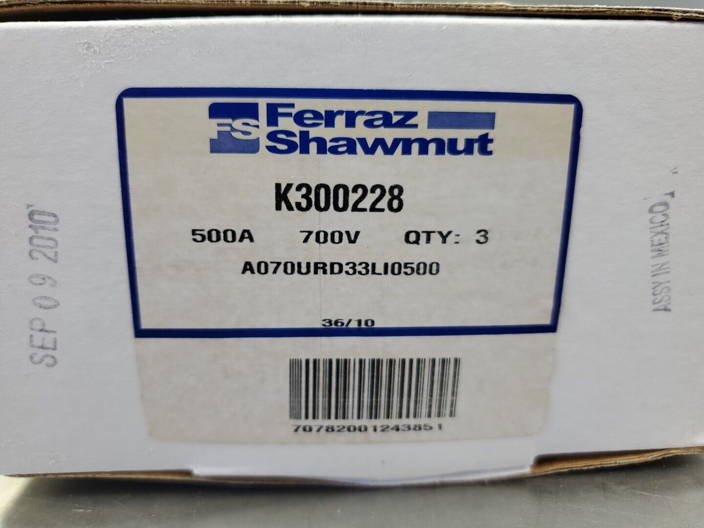 Ferraz Shawmut A070URD33LI0500 (K300228) 500A 700VAC Fuse, Lot of 3.       4D-41