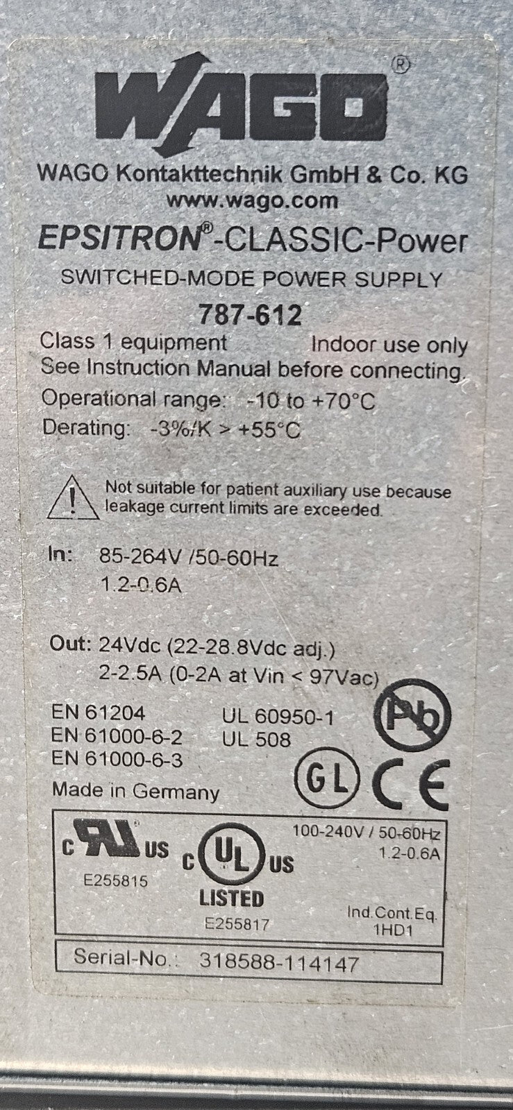 Wago 787-612 Switched Mode Power Supply                             (BIN645)