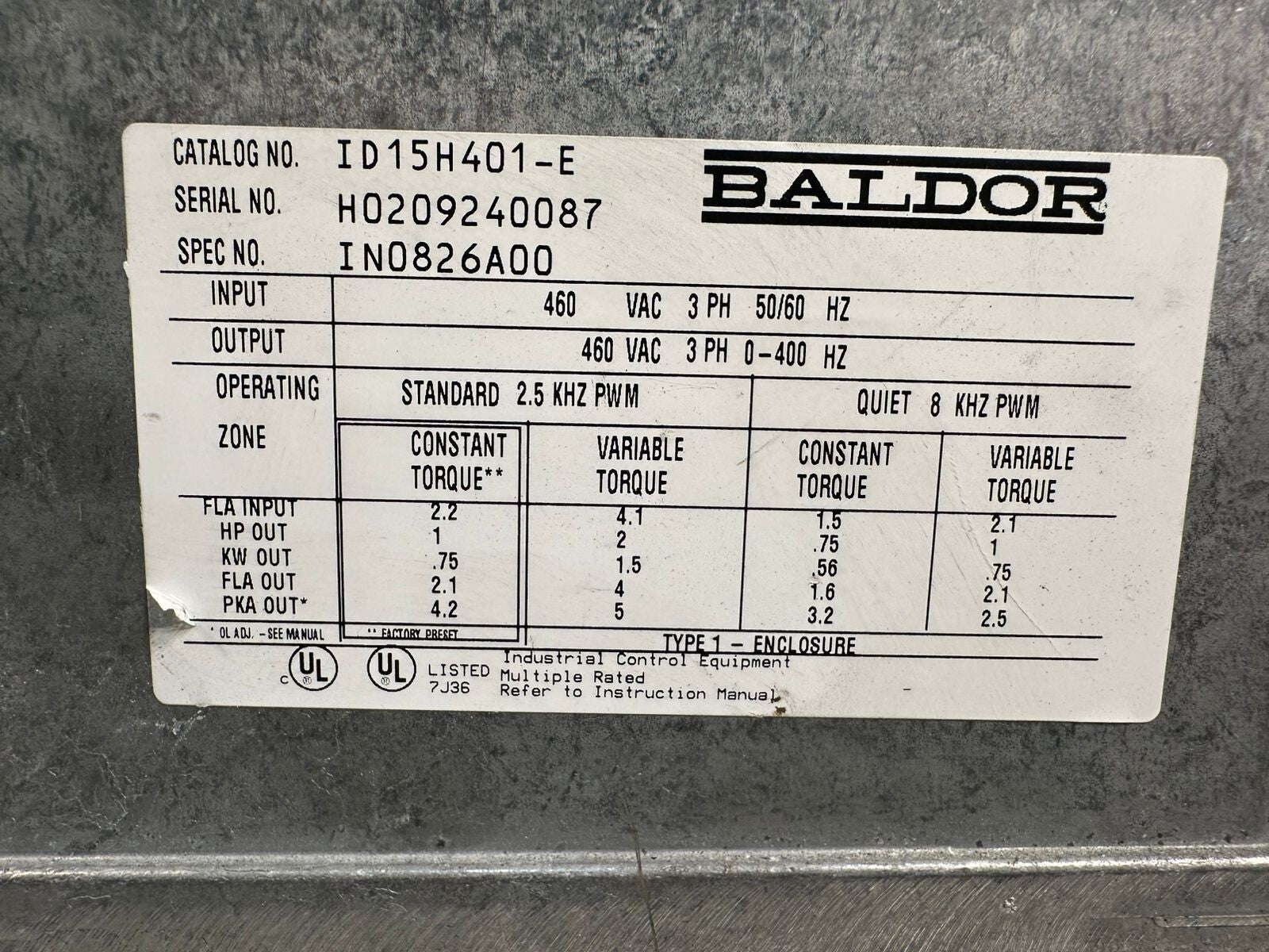 Baldor ID15H401-E ADJUSTABLE SPEED DRIVE (5.5.1)