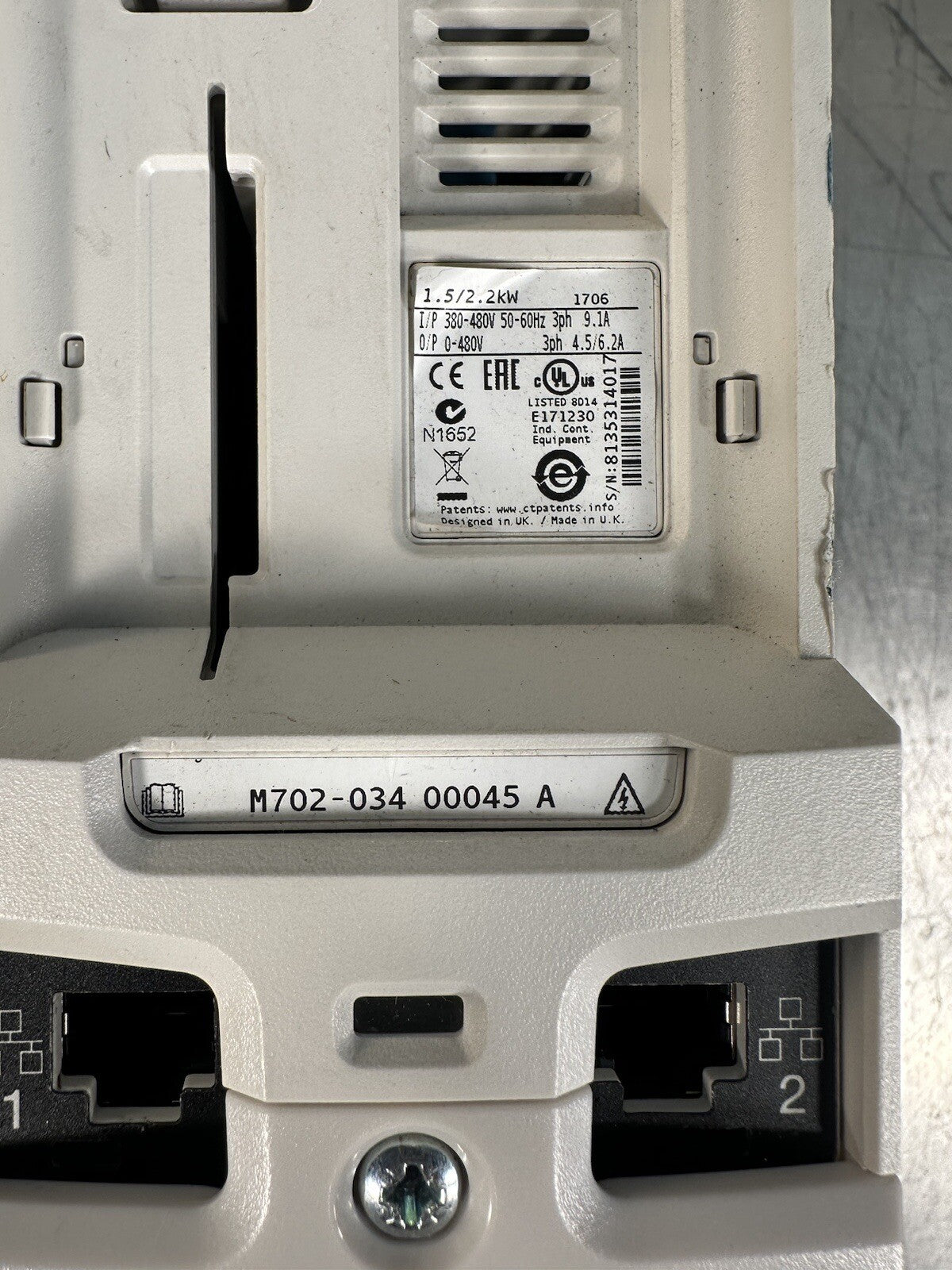 CONTROL TECHNIQUES UNIDRIVE  M702-034-00045A - EACH -              (BIN-1.4.1/2)