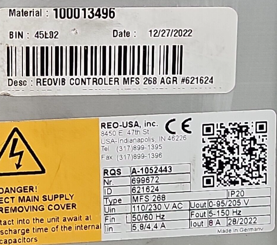 REO Elektronik REOVIB MFS 168 Variable Frequency Controller (BIN2.2.2)