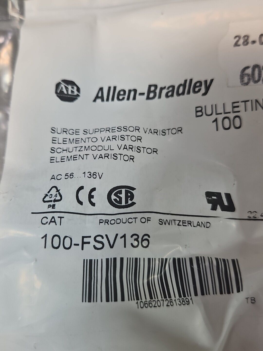 Allen-Bradley 100-FSV136 Ser A Surge Supressor Varistor                  loc4C26