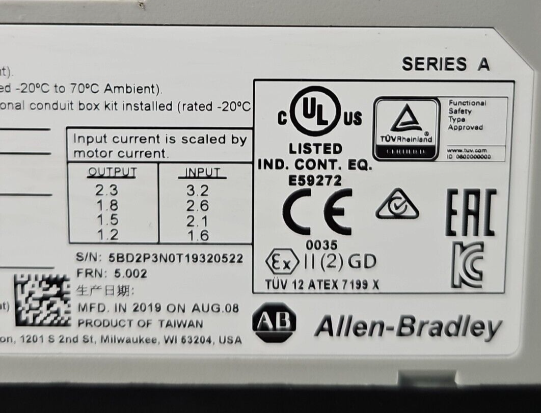 Allen Bradley 25B-D2P3N104  Ser A  Drive PowerFlex 525                  (BIN411)