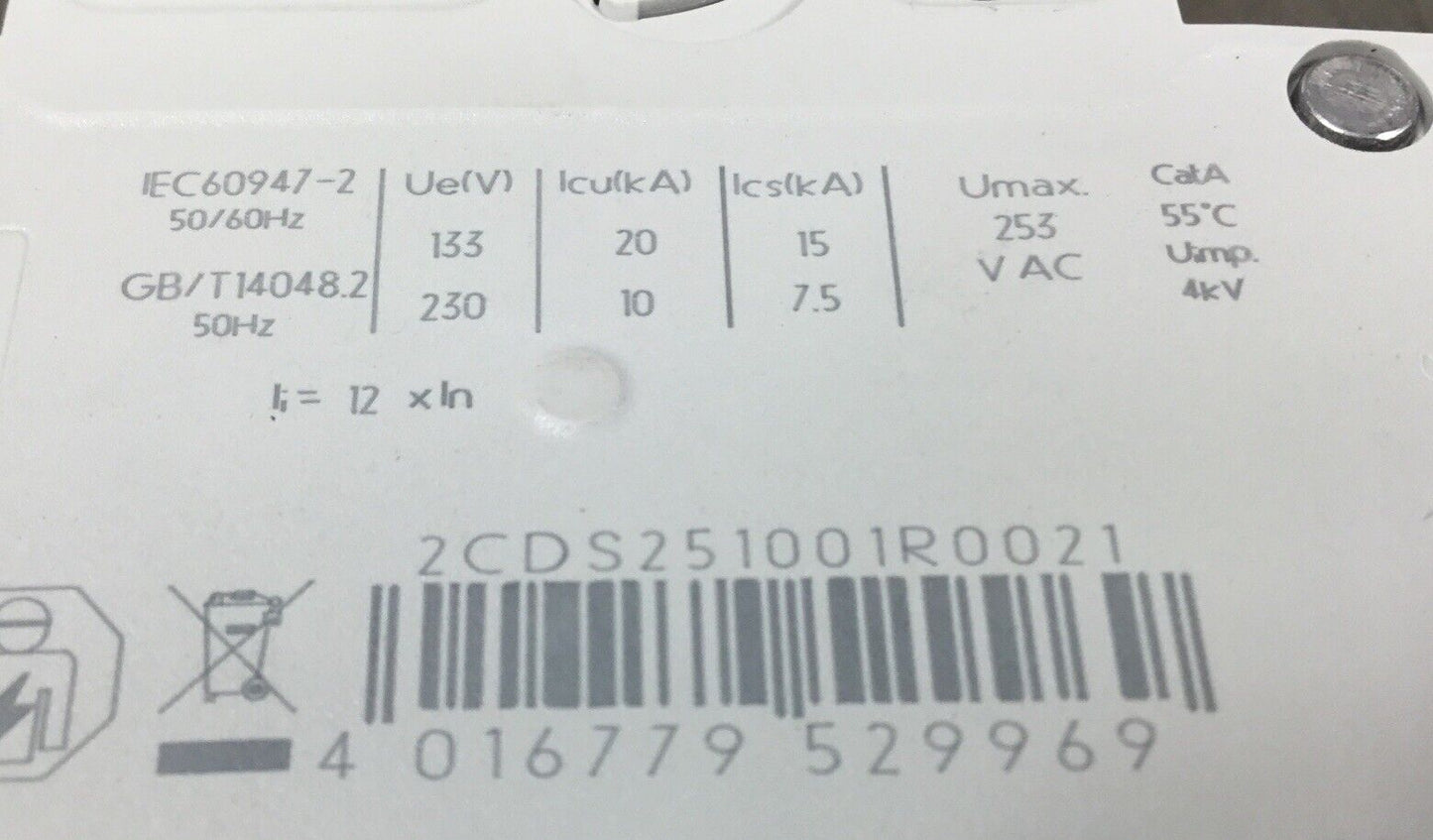 ABB S201-D2 1 Pole Circuit Breaker AC  2CDS251001R0021         4B-42