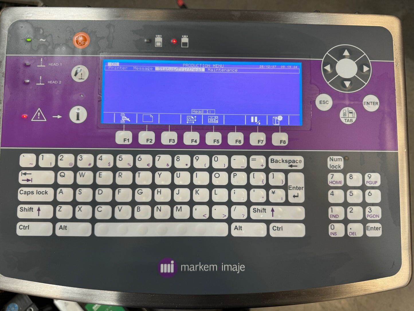 Markem-Imaje 9040 Ink Jet Printer with ENP35372/B Print head module