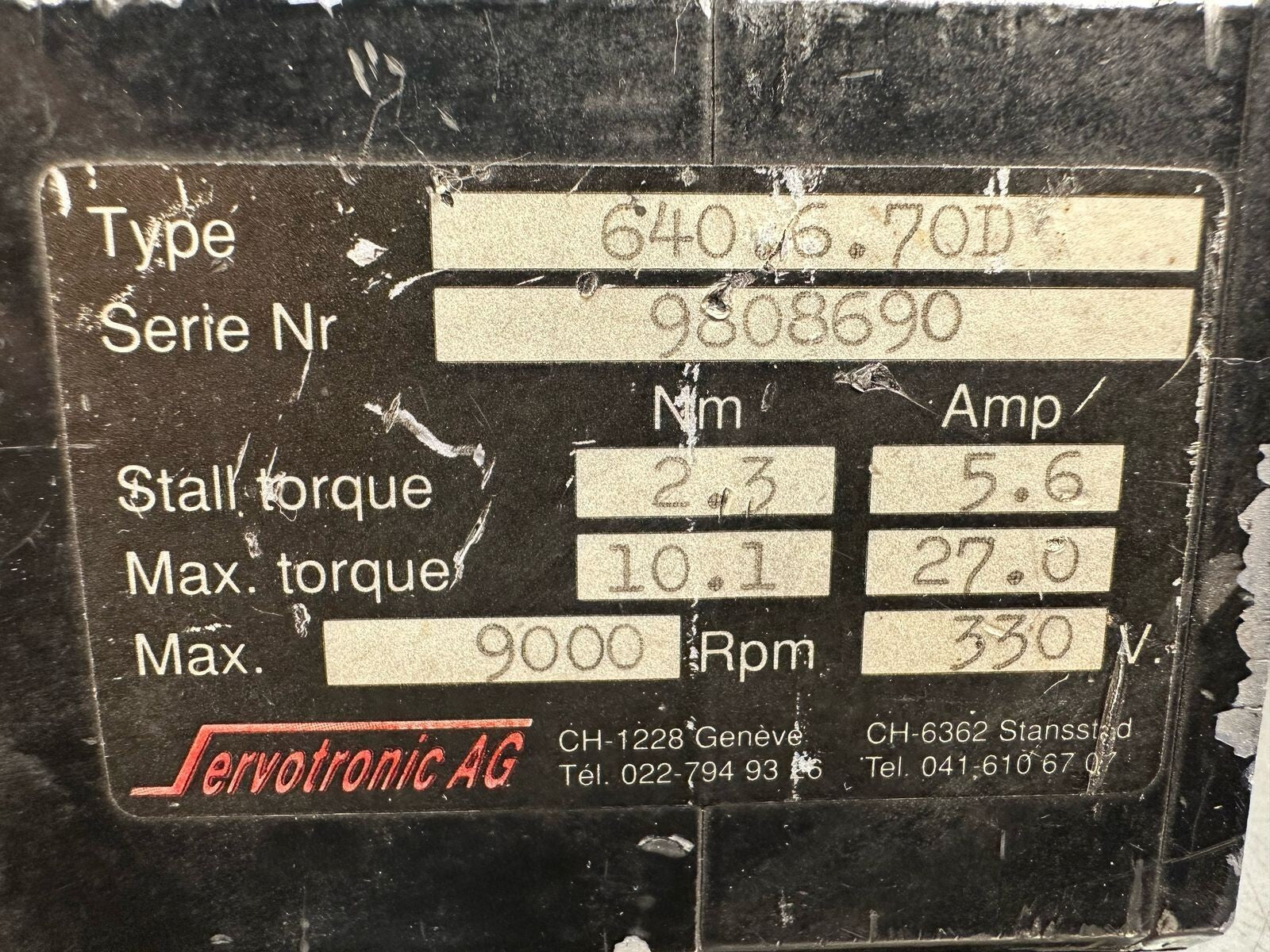 Servotronic Ag 640.6.70D / 640670D 9000RPM 330V (7.4.1)