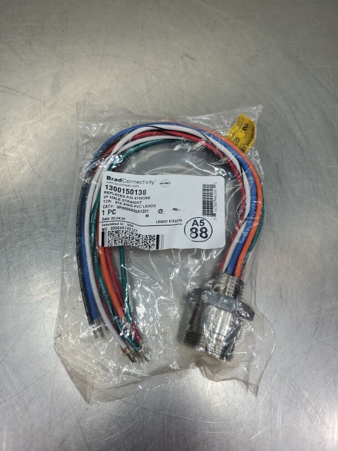 BradConnectivity 1300150138 9-Pin 12" Male Receptacle.                   5D-35/7