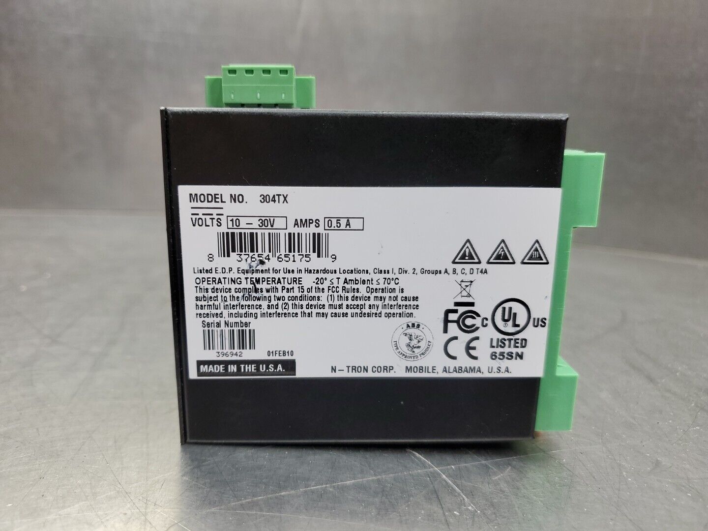 N-TRON 304TX 10-30V 0.5A 4-Slot Ethernet Switch.                            3D-6