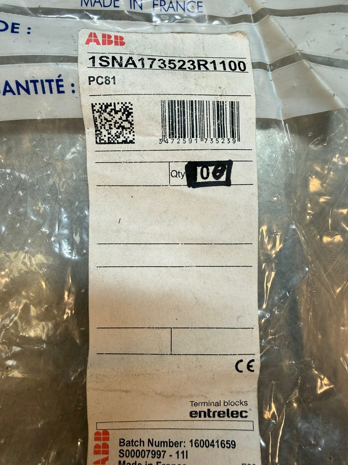 Abb 1SNA173523R1100 PC81 Terminal Jumper Pack w/ 08 un             (7.3.2)