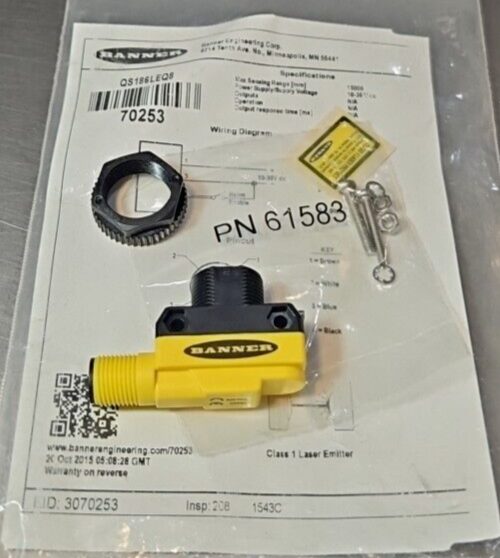 Banner QS186LEQ8 photoelectric sensor class 1 10-30VDC 4 PIN.            Loc5D24