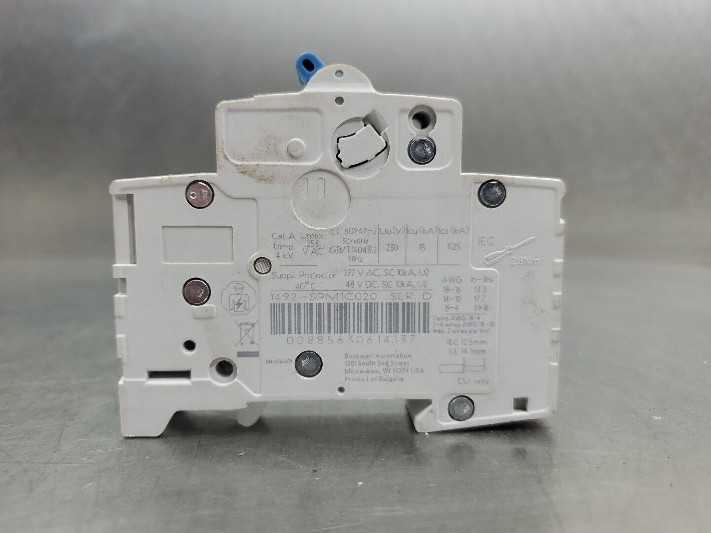 Allen-Bradley 1492-SPM1C120 Ser D Circuit Breaker, 2A.                     4C-13