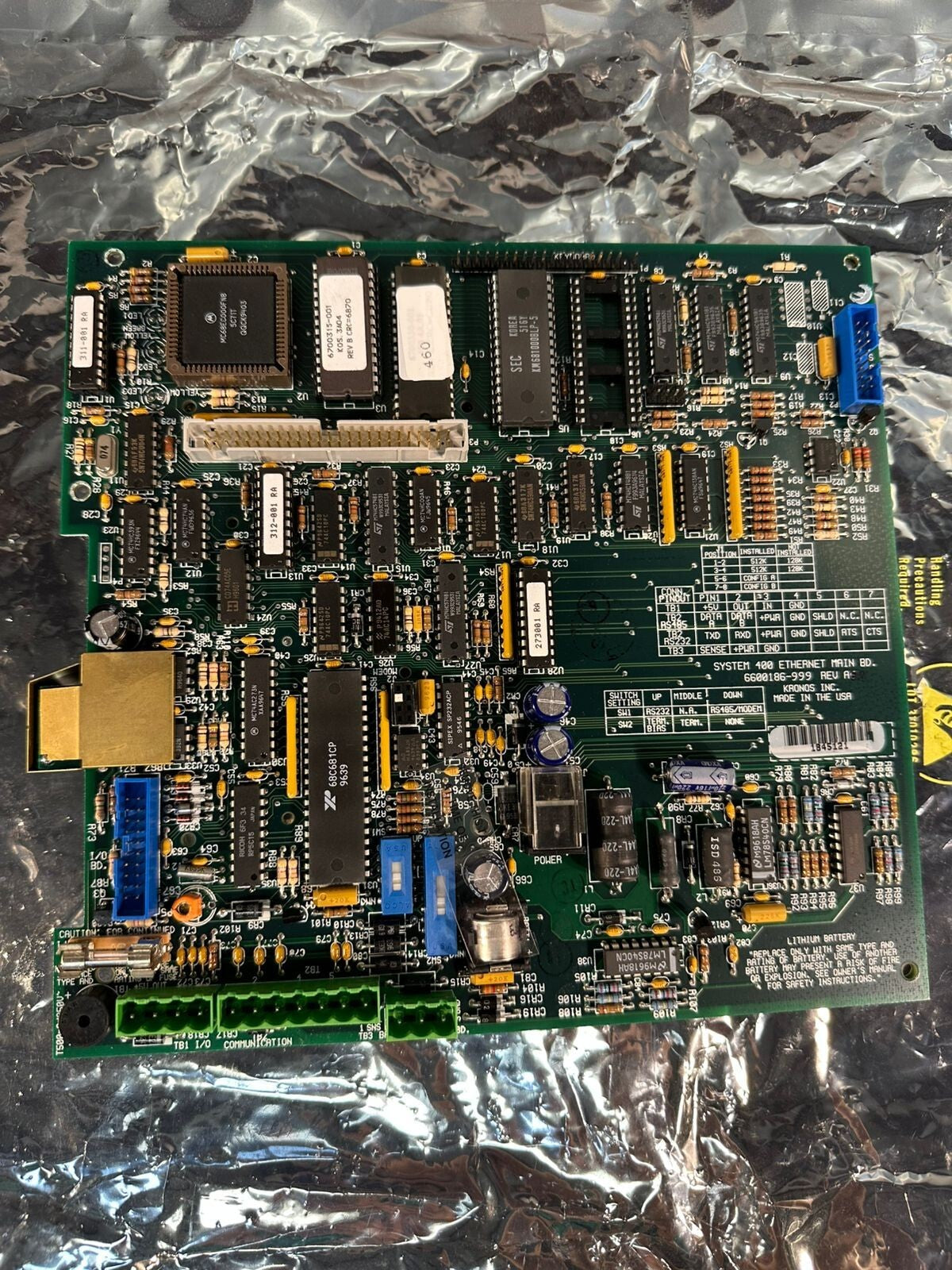 Kronos 6500186-001 / 6500186001 System 400 Ethernet Main Bd Rev. A (7.2.2)