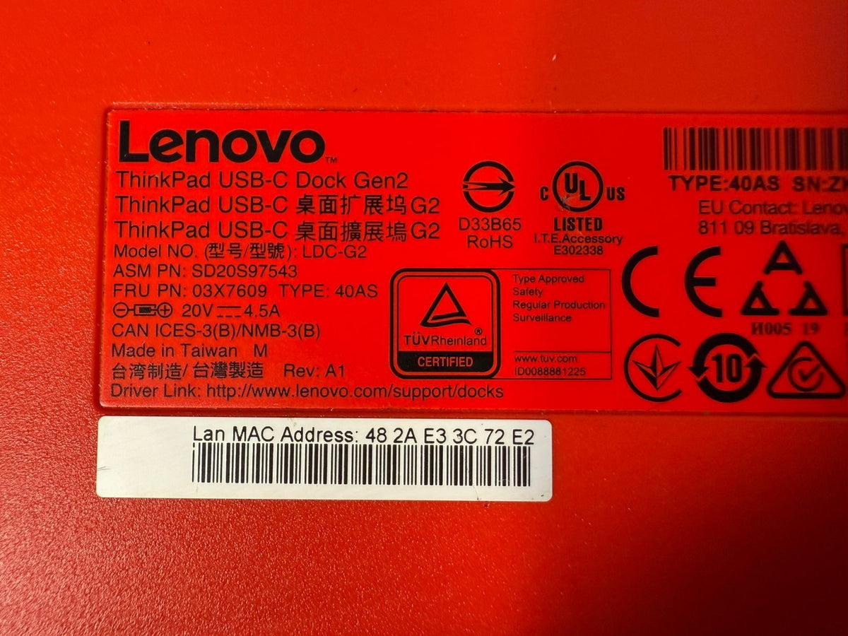 Lenovo ThinkPad LDC-G2 USB-C Dock Gen2 03X7609 SD20S97543  (2.3.5)