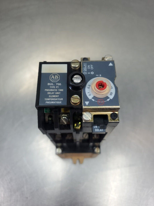 Allen Bradley 700-P000A1/B AC Relay w/700-PT/B Pneu. Time Delay Relay.     4E-36