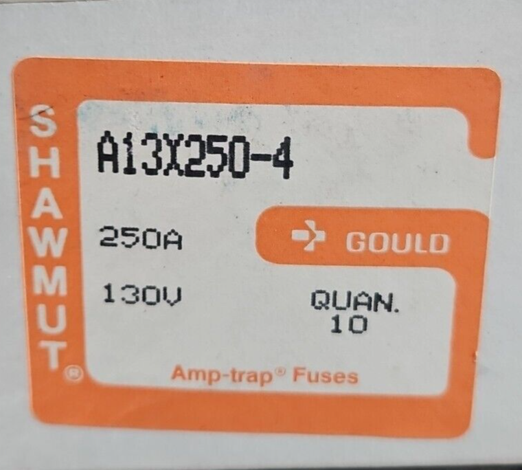Ferraz Shawmut A13X250-4 Amptrap Fuse 250A 130V  BOX W/10                Loc4C43
