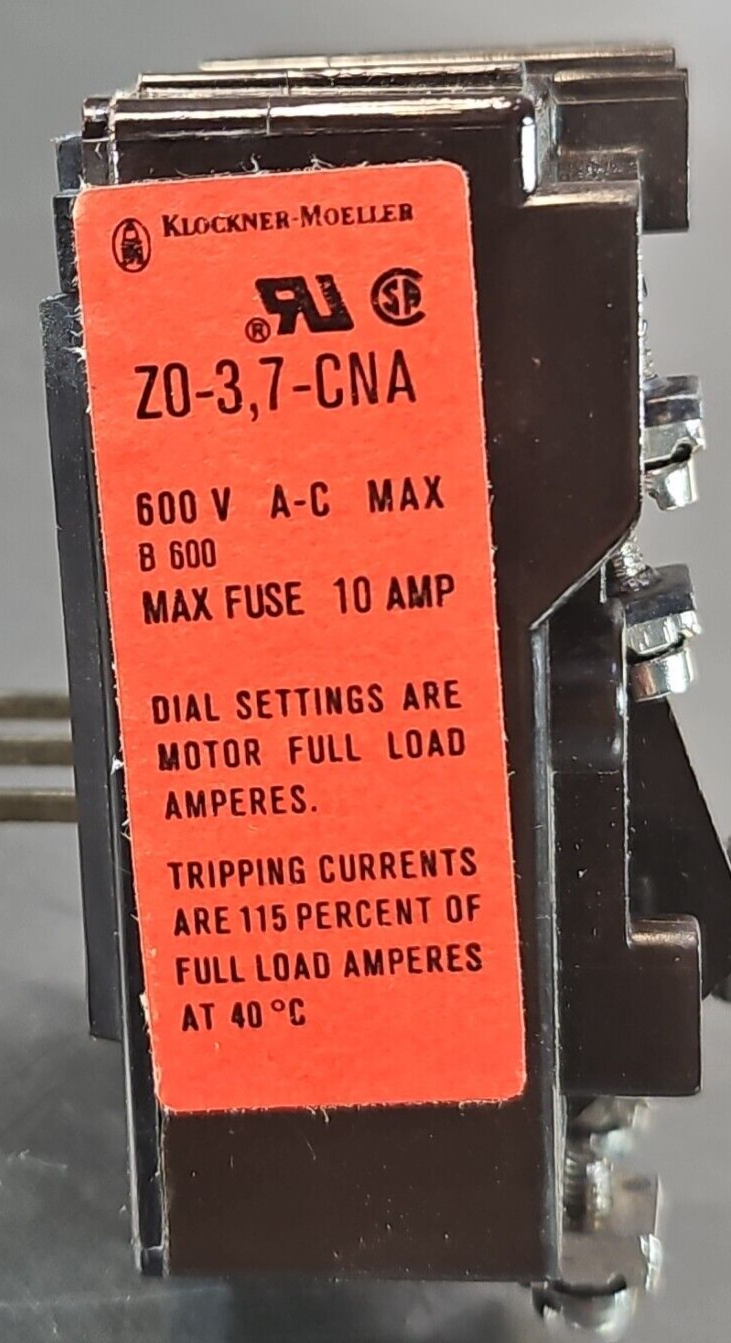 KLOCKNER MOELLER Z0-3,7-CNA Bimetal Relay 1.9-3.7A                       loc4A14