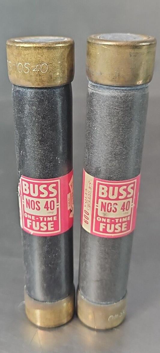 BUSS NOS-40 One-time Fuse 600VAC 40AMP LOT OF 2                          loc4D43