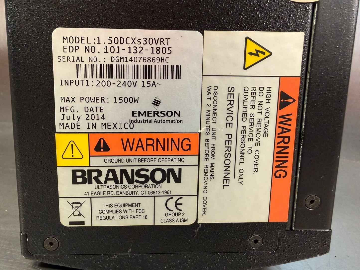 Branson 1.50DCXs30VRT Power Supply 200-240V 1500W 15A              (8.2.7)