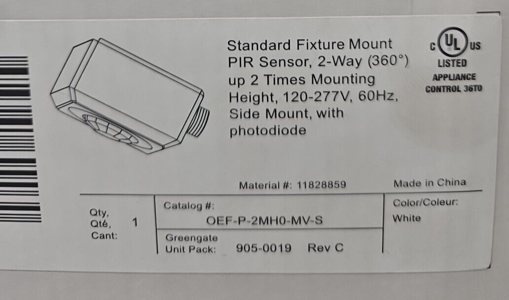Cooper Metalux OEF-P-2MH0-MV-S 120V Sensor 360°                         (BIN414)