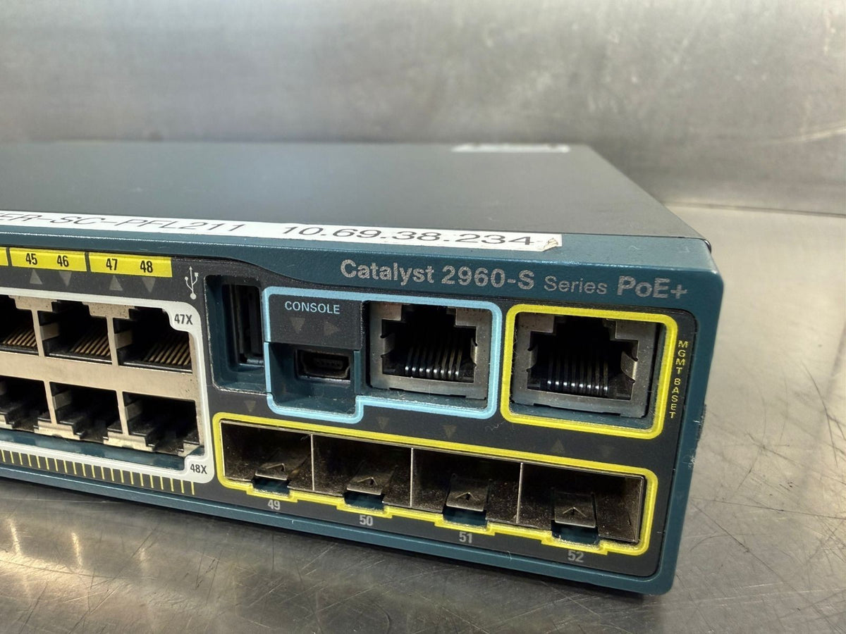 Cisco WS-C2960S-48LPS-L 48 Ports PoE+ 100-240V~8-4A 50-60Hz   (11.5.4)