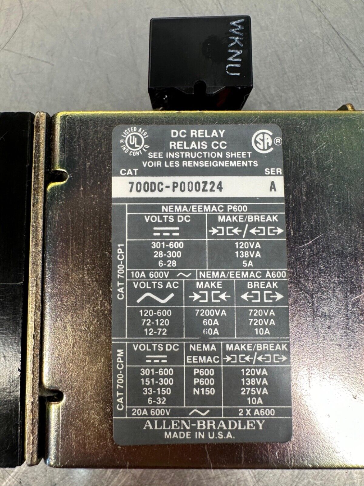 Allen Bradley 700DC-P000Z24 Ser. A DC Industrial Relay  (4C-28)