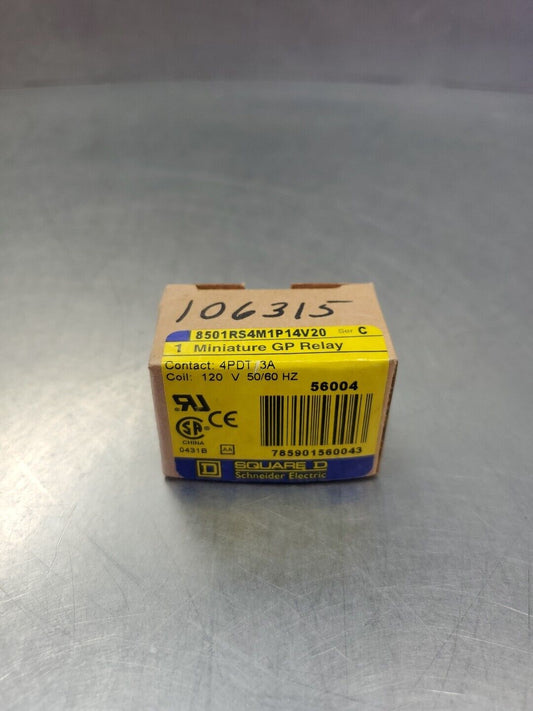 SQUARE D 8501RS4M1P14V20 MINI GP RELAY, 120VCOIL 3AMP.                     4C-43
