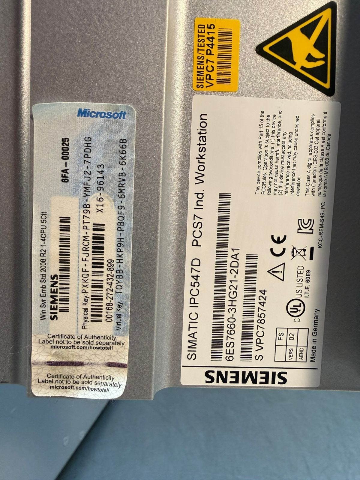 *3066 Siemens Simatic IPC547D PCS7 6ES7660-3HG21-2DA1          (10.3.2)