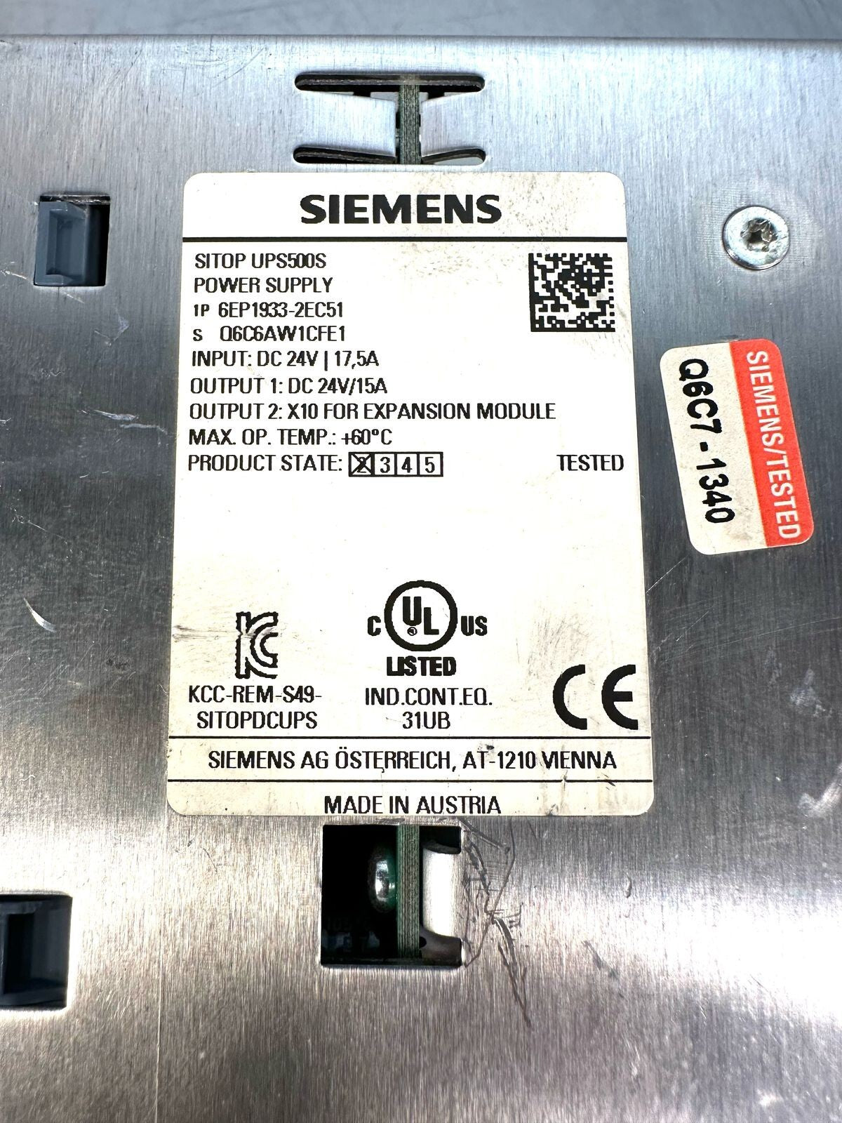 Siemens 6EP1933-2EC51 Sitop Power Supply UPS500S                    (8.4.7)