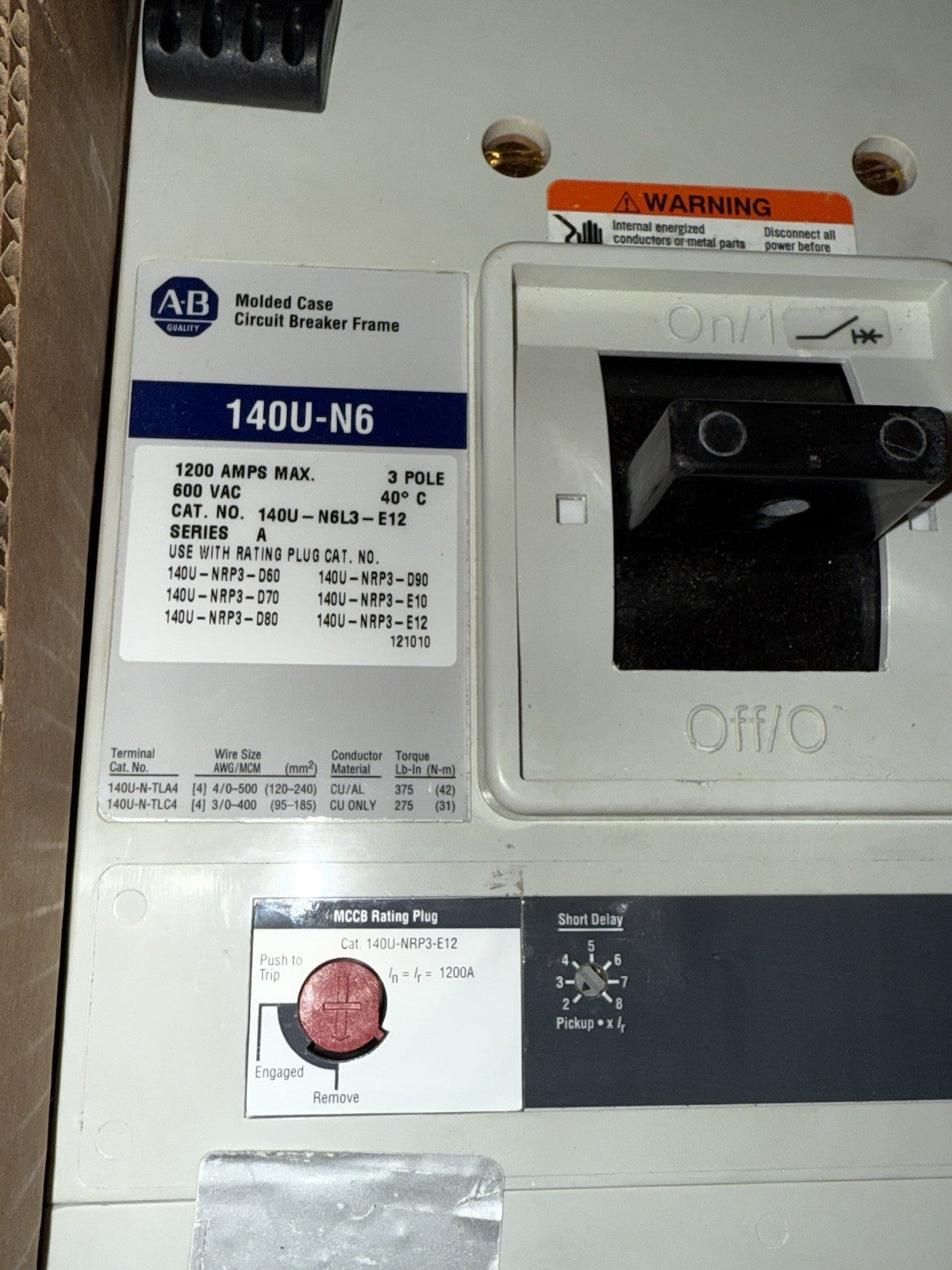 ALLEN BRADLEY 140U-N6L3-E12 / 140UN6L3E12 + 140U-NRP3-E12 Rate Plug  (BIN1.2.3)